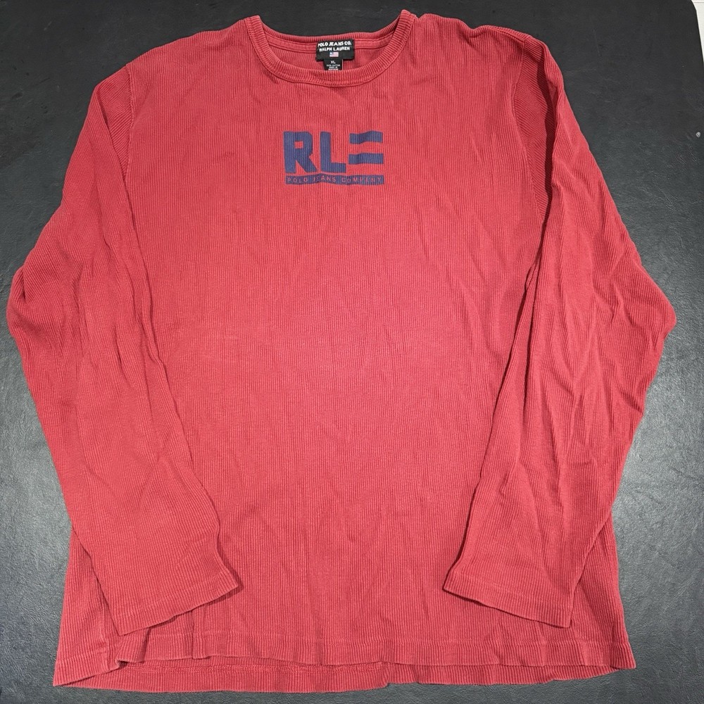 VTG Polo Jeans Company Shirt Mens XL Thermal Waffle Long Sleeve Ralph Lauren Red