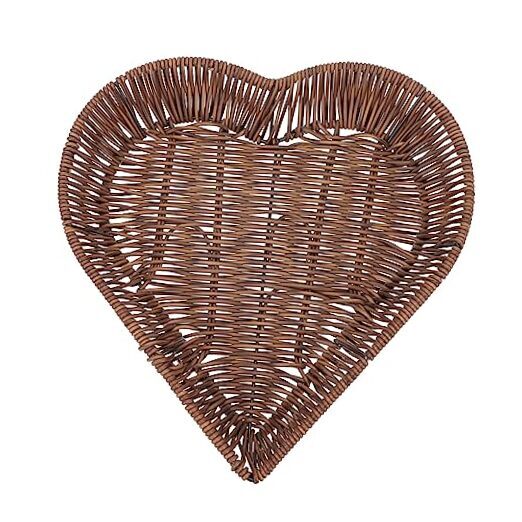 1Pc Handmade Heart-Shaped Woven Rattan Storage Basket for Fruits or Decoration