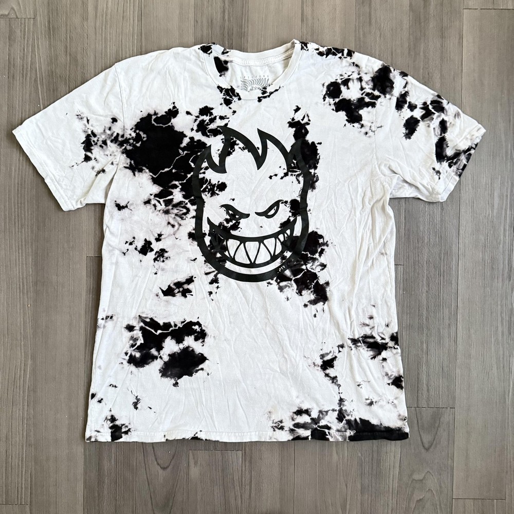 Spitfire Bighead Shirt Mens Large White Black Tie Dye Skate Graphic Tee