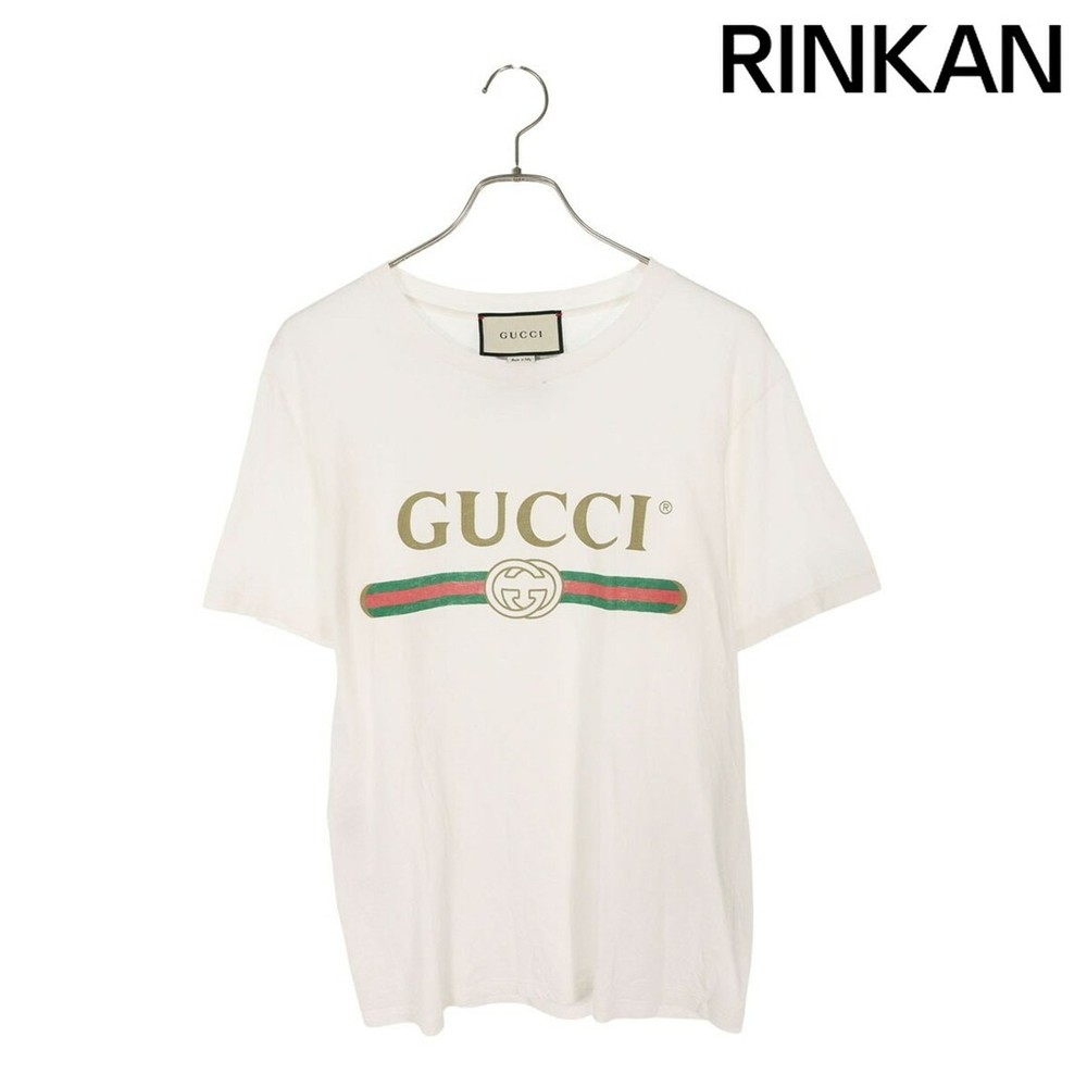 Gucci 457095 X5L89 Distressed Vintage Logo Print T Shirt Mens XXS Used d8b600123