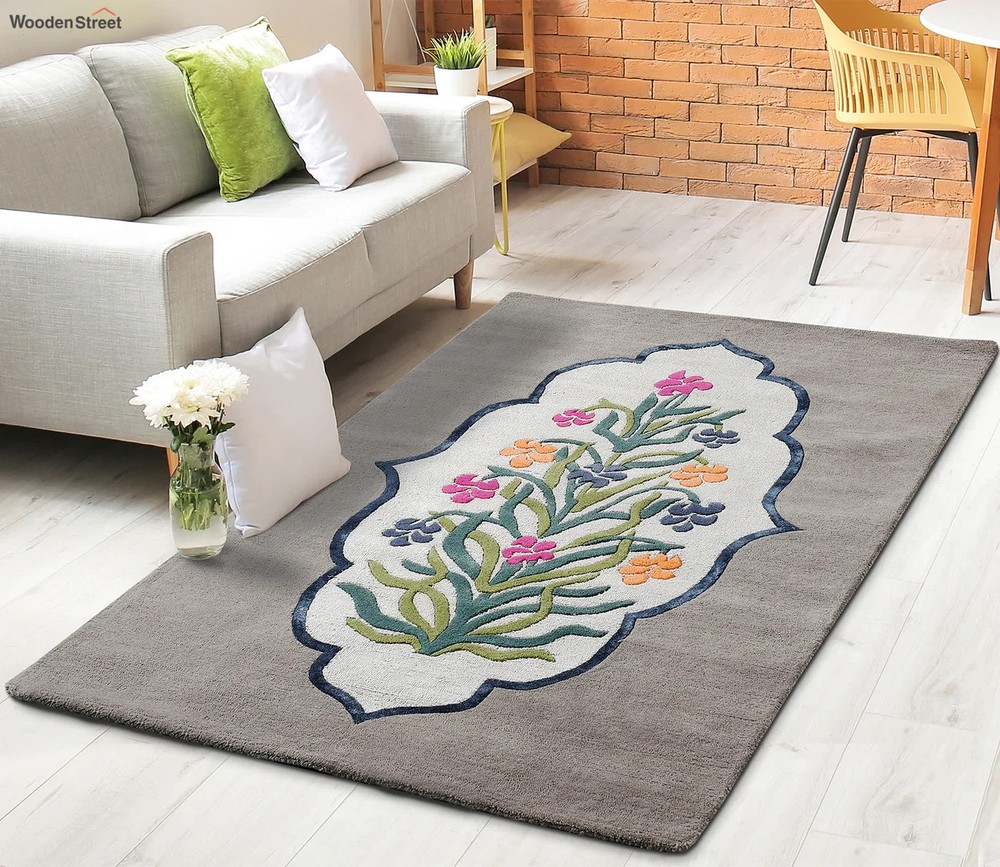 New Handmade Hand Tufted Floral Carpet & Rug Living Room