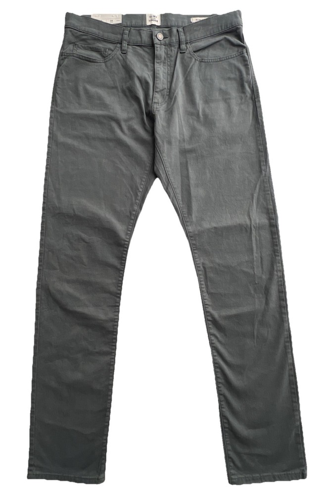 NWT Flint And Tinder Mens Slim Fit Pants 33x34 Olive Green 5 Pocket Stretch