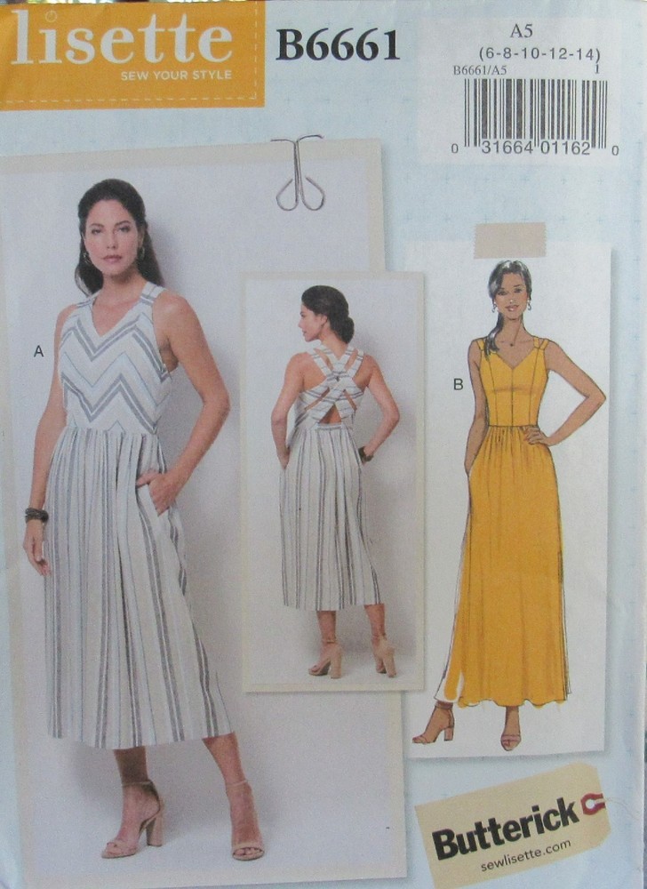 Butterick Lisette 6661 Women's 6-14 Criss-Cross Back SUNDRESS Dress Pattern CUTE