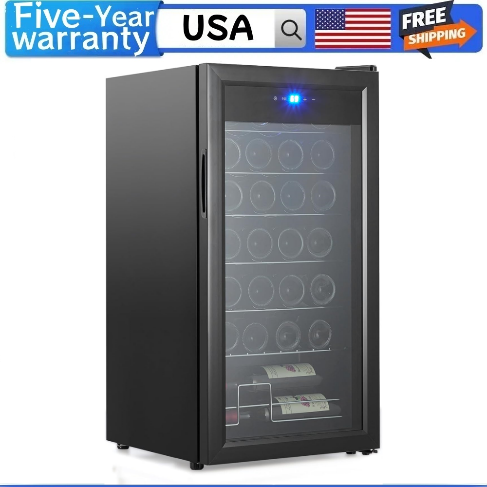 Wine Fridge 28-bottle Wine Cooler Refrigerator Stainless Steel Cabinet 40°F-66°F