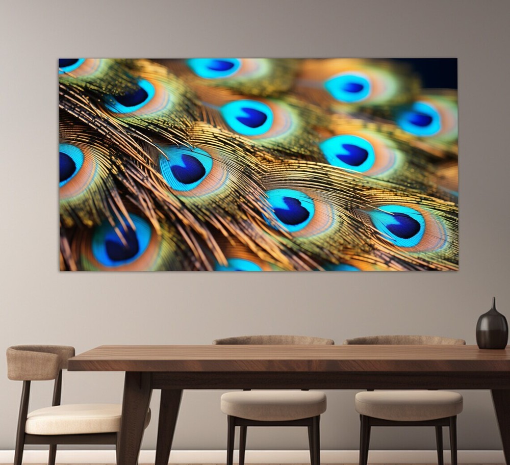 Peacock Feather Abstract Animal Paint Wall Art Canvas Unframed Print Art