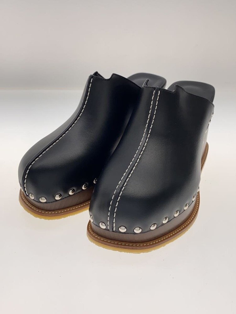 Authentic HERMES Mule Earth Mule EU 36.0 Black Leather F/S Used