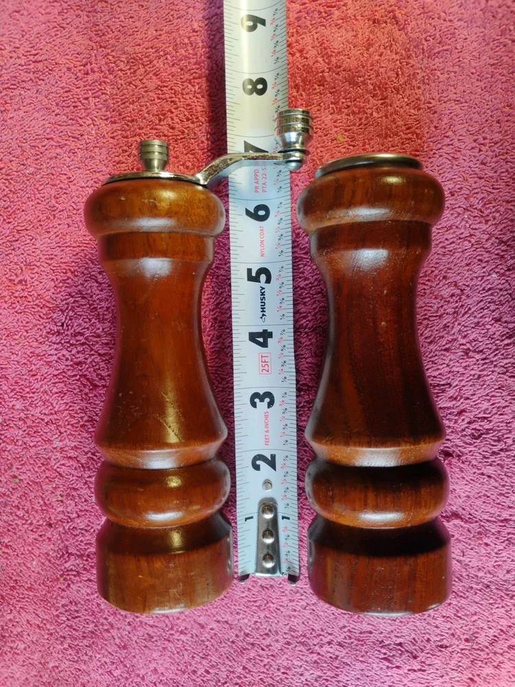 vintage wooden salt and pepper grinder set