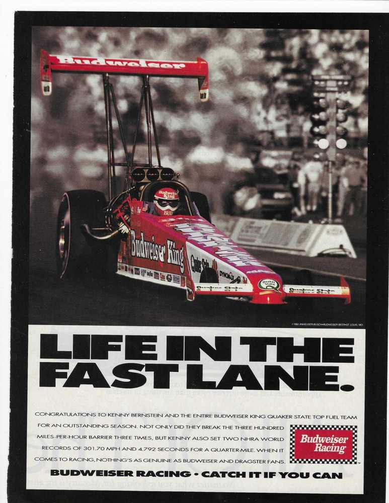 Kenny Bernstein   Budweiser Racing   Original Print Ad