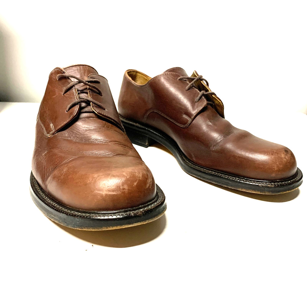 J. Crew Men's Brown Leather Dress Shoes Size 11.5 Derby Oxford Made in Italy