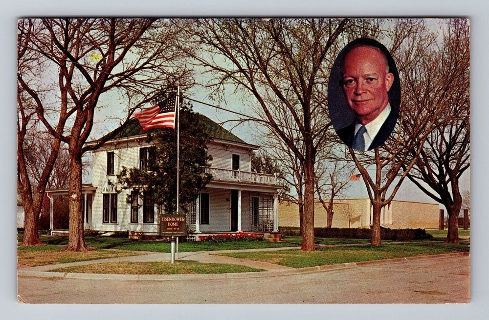 Kansas KS Abilene Eisenhower Home And Museum Vintage Postcard