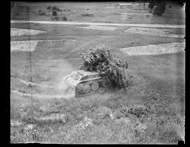 Photo:1936 Camouflaged Tank Military Vehicle Field Test Photo