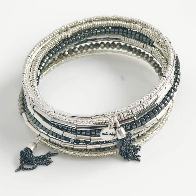 Stella Dot Boho Beads Statement Wrap Bangle Retro Women Party Vacation Jewelry