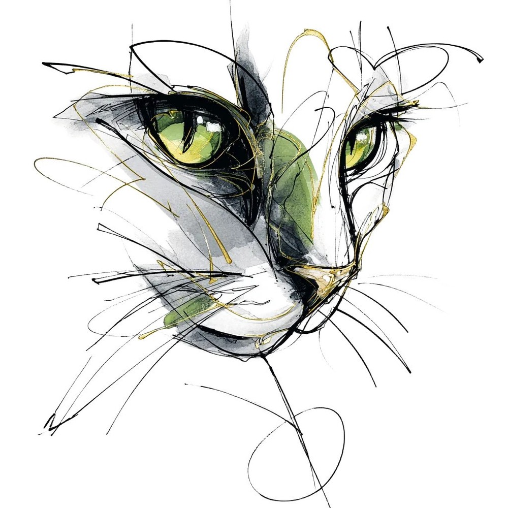 Abstract Cat Art Vinyl Car Decal Sticker – Waterproof UV-Resistant Auto Styling-image