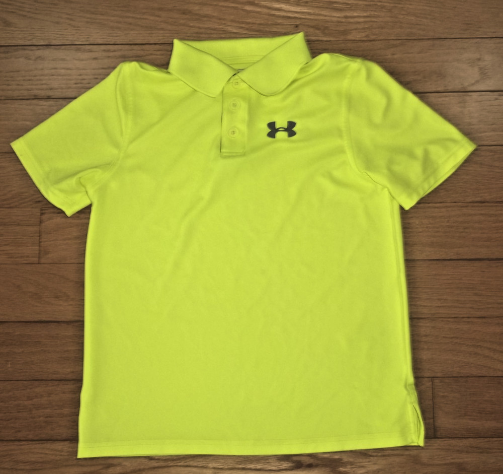 Under Armour Polo Shirt Youth Medium Boys Athletic Neon yellow***EUC***