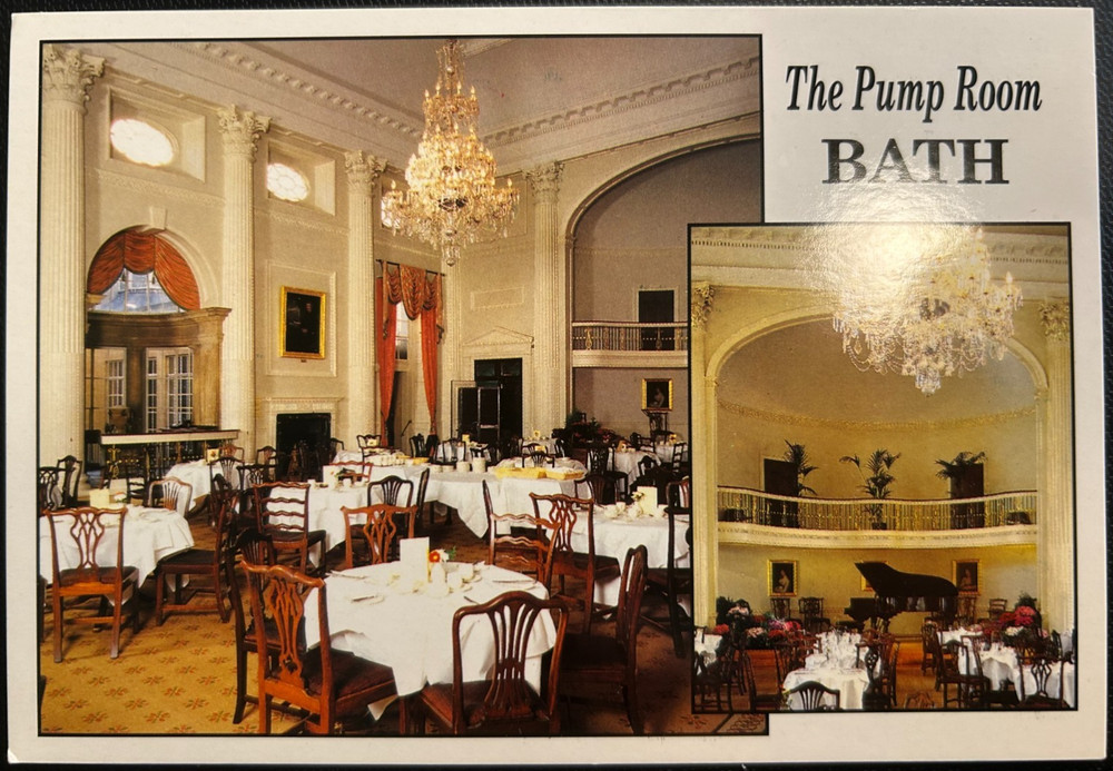 Postcard: Jane Austen's hangout, The Pump Room, Bath, UK, unposted, excel cond