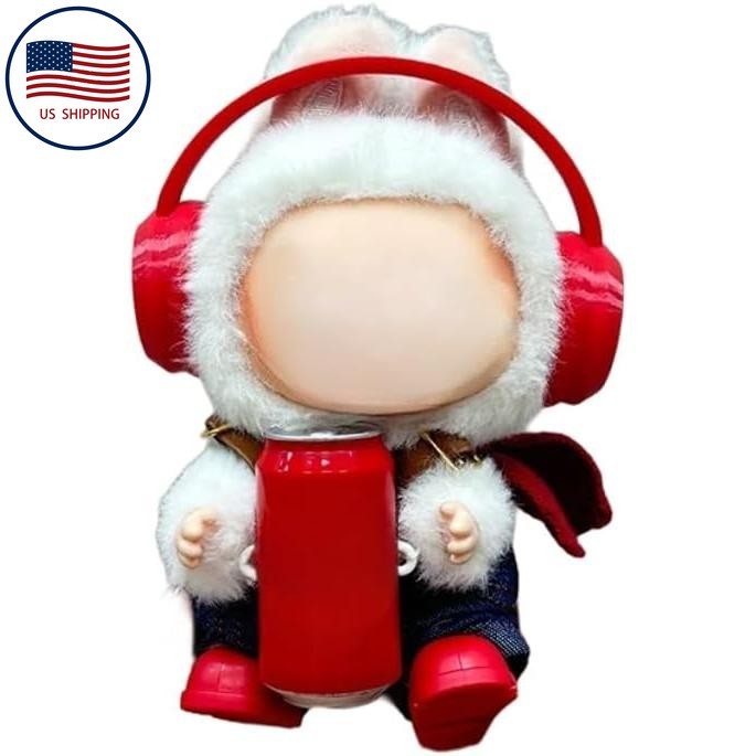 Labubu 3-Piece Outfit Set with Headphones for 17cm Cola Doll Trendy Fashion