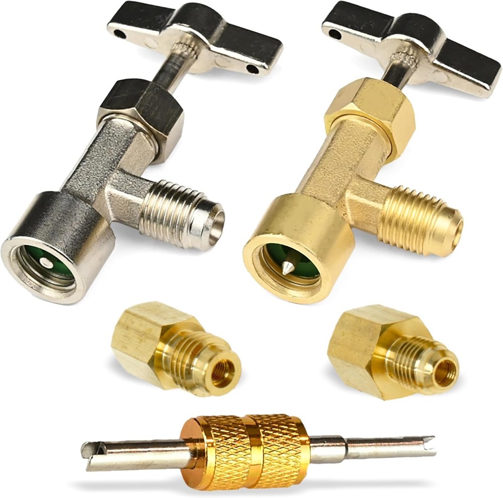 R134A Self-Sealing, Single Puncture Can Taps, with Valve Core Removal Tool, and
