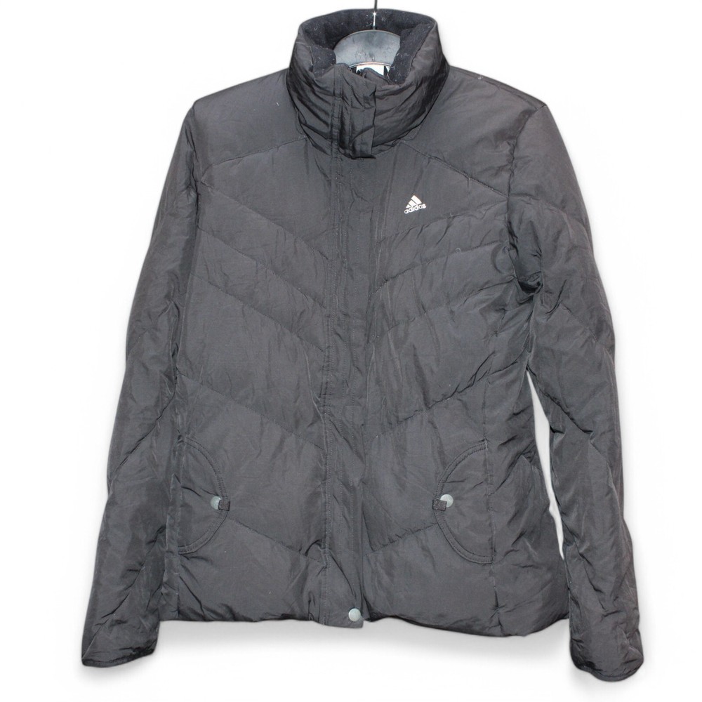 Adidas Clima365l down jacket womens Medium Black Insulated Feather Walking Zip