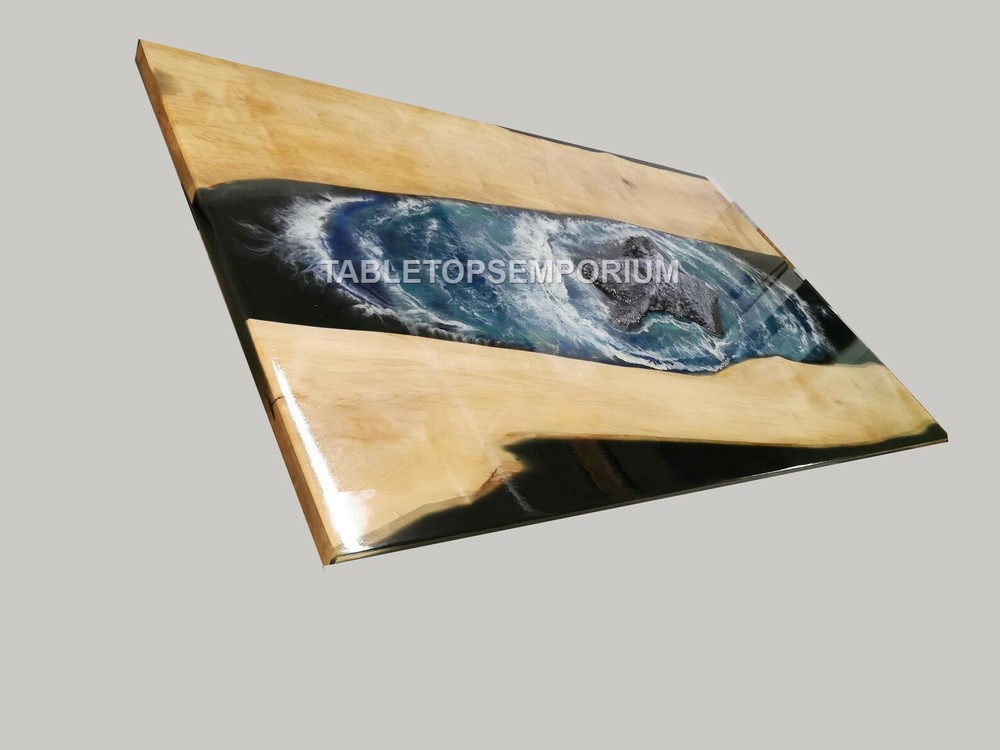 Custom Order Black Epoxy Resin River Dining Custom Table Acacia Wood Epoxy Table