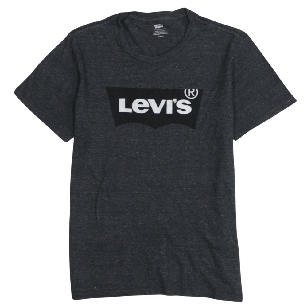 Levis Mens T Shirt Charcoal Grey Graphic Batwing Logo Short Sleeve Cotton S