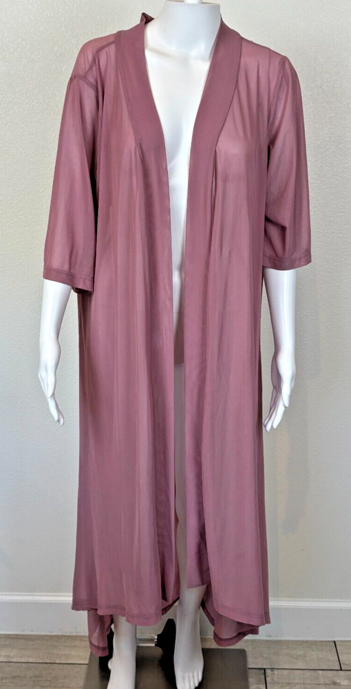 Crazy Train Sheer Stretchy Coquette Long Duster Cardigan Womens One Size Rose