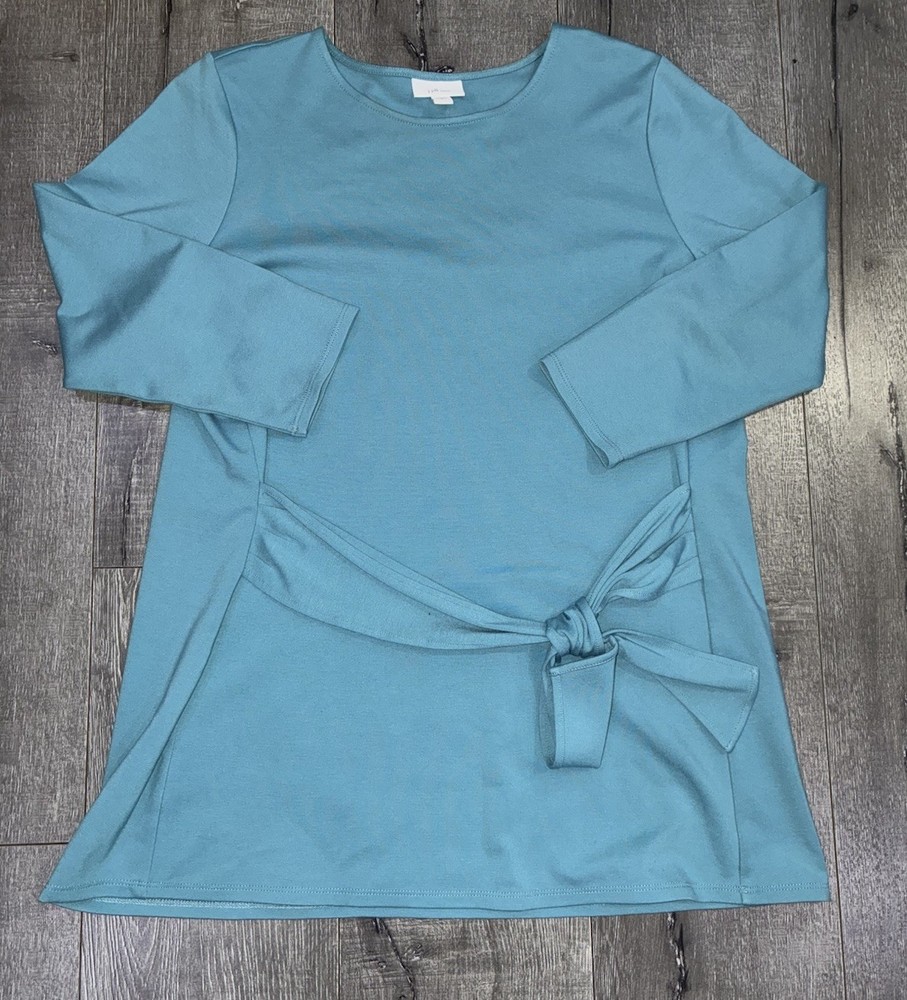 J Jill Women’s Blue Long Sleeve Tie Shirt Size Medium