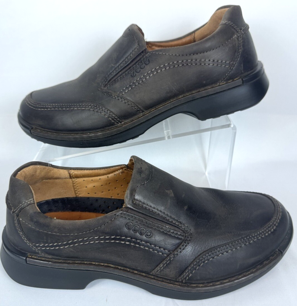 ECCO Fusion Shoes EU 42 Men's Size 8 Black/Brown Leather Slip On Casual Loafers