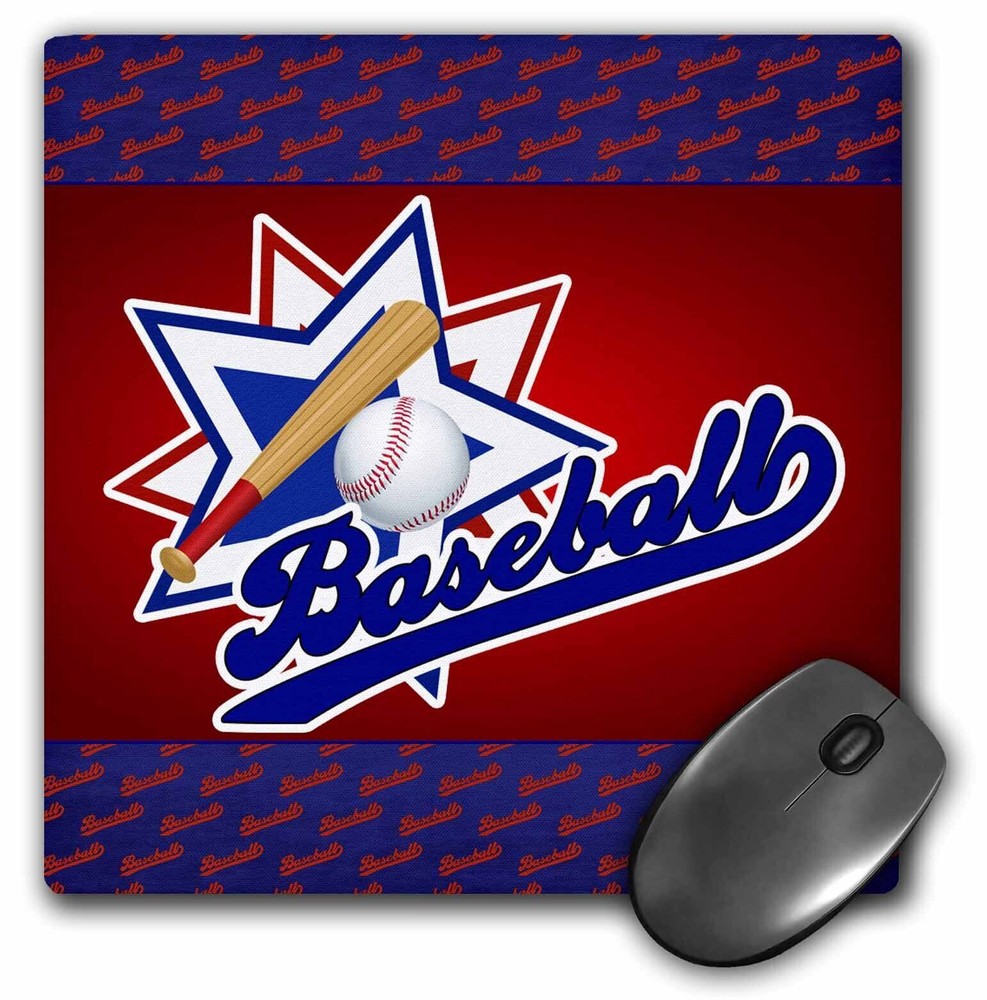 3dRose Baseball theme in blue, red and white for boys and sports lovers MousePad