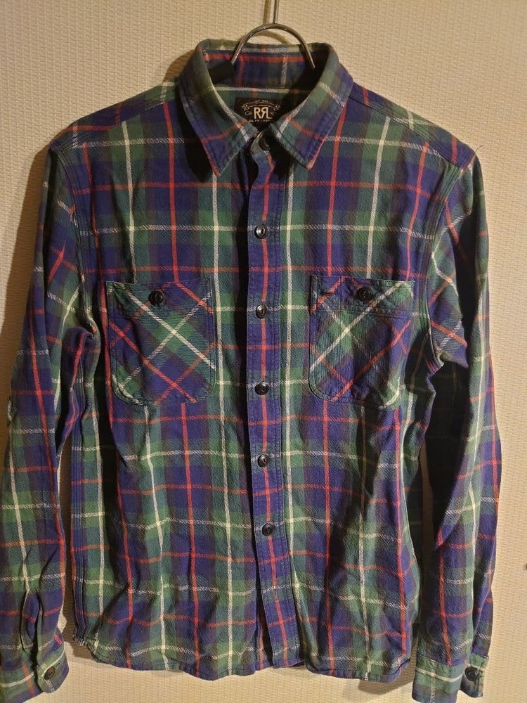 Double RL Check Shirt S Men’s Long Sleeve Cotton Vintage Casual Blue _#379