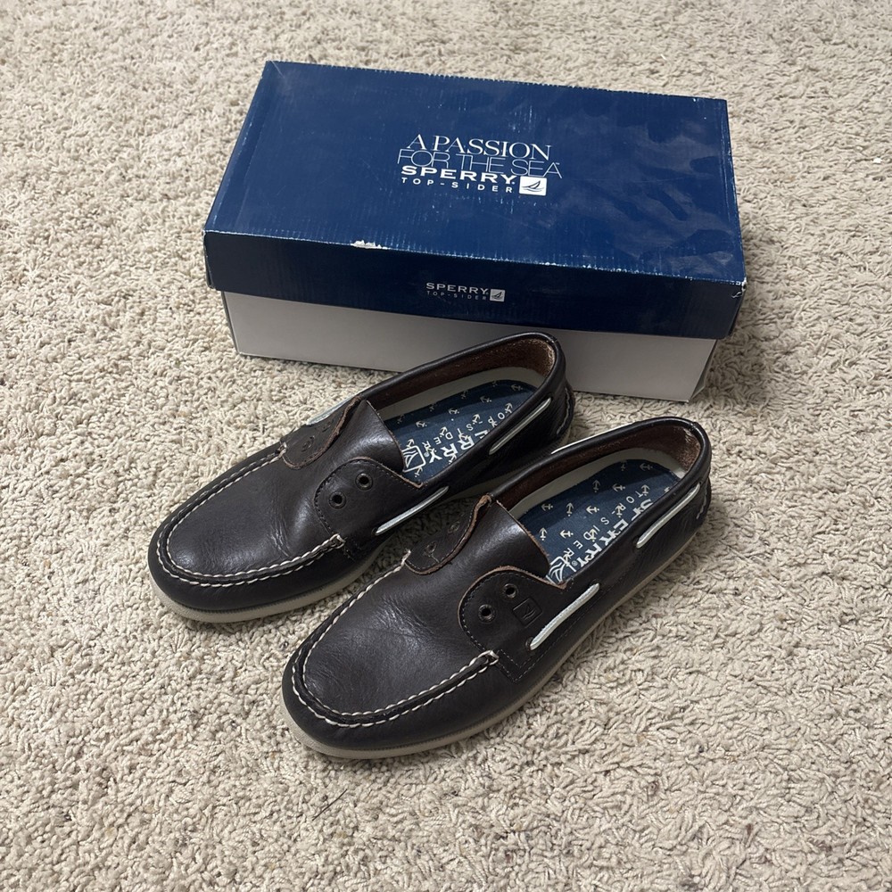 Men’s Sperry Top-Sider Boat Slip On Shoes Brown Size 10M Excellent