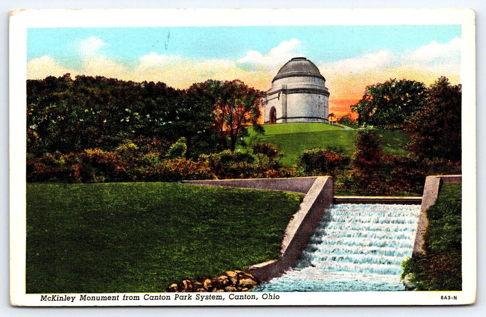 Vintage Old Antique Postcard Mckinley Monument Canton Park Canton Ohio Usa