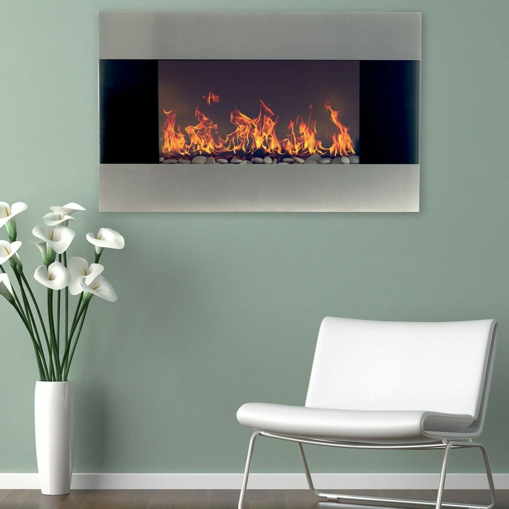 36'' Electric Fireplace Heater with Remote Wall Mounted Adjustable LED Flame