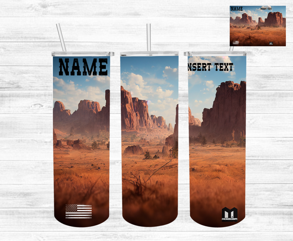 Old West - 20oz Skinny Tumbler Custom Name with Straw Sublimation.