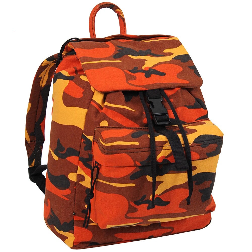 Rothco Savage Orange Camouflage Canvas Day Pack 2382 - Durable and Stylish Outdoor Backpack for Adventure and Everyday Use
