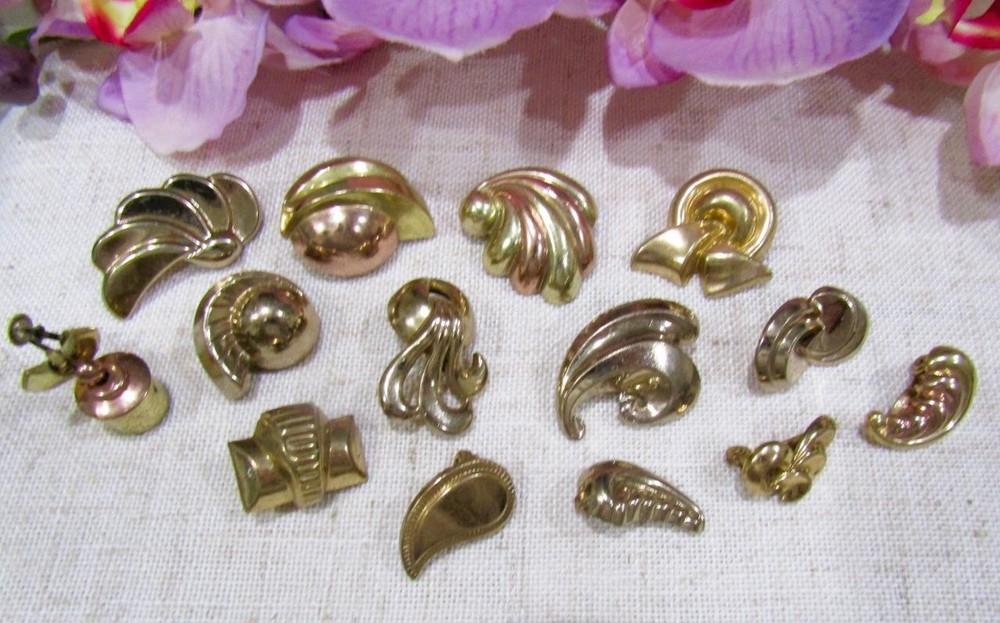 Lot of Vintage Monet Gold Plated SINGLE Earrings Mid-Century 1950's 1960's