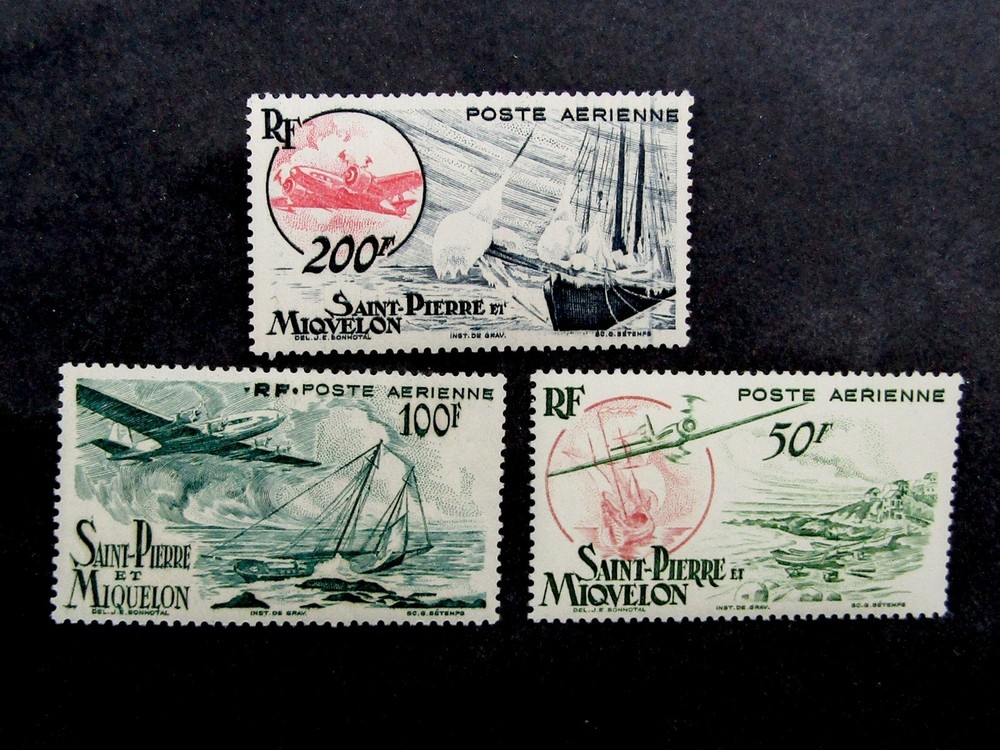 nystamps French St. Pierre & Miquelon Stamp # C15-C17 Mint OG NH Y22y3638