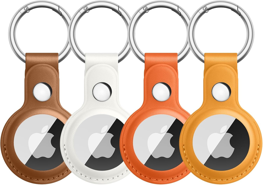 4 Pack Leather AirTag Keychain Holder for Apple AirTags Tracker Case