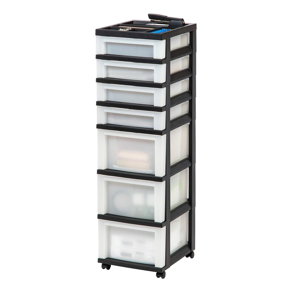 IRIS USA Plastic Drawer Storage Organizer Rolling Cart, with Wheels Casters, ...