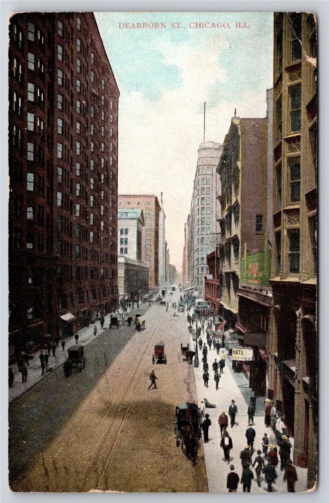 Chicago Illinois~View On Dearborn Street~PM 1907~Kresge & Wilson Vtg Postcard