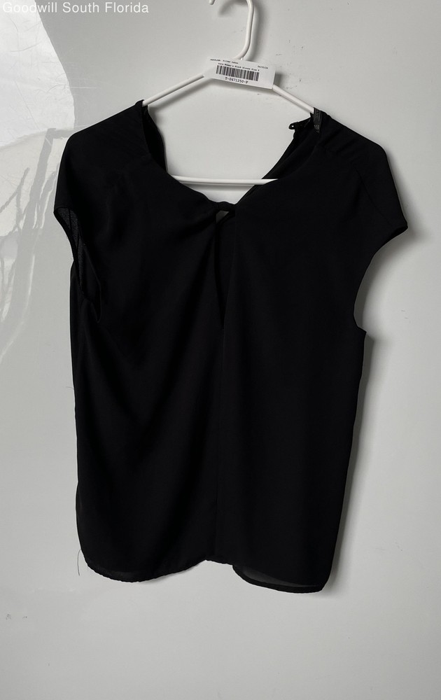 Zara Womens Black Sleeveless Split Neck Blouse Top Size Small