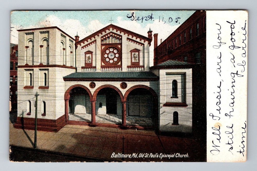 Baltimore MD-Maryland, Old St Paul's Episcopal Church, Vintage Postcard