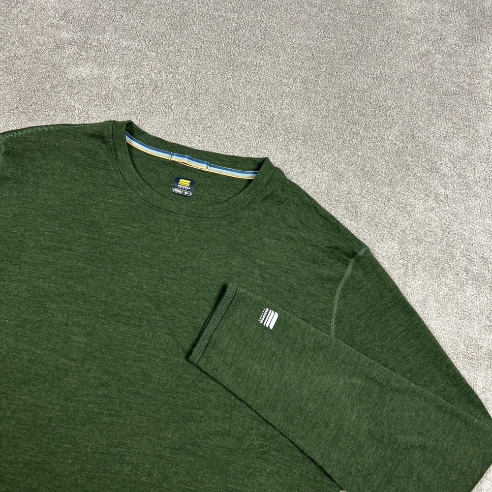 Meriwool Layers Shirt Men XL Green 250g Merino Wool Baselayer Performance Hiking