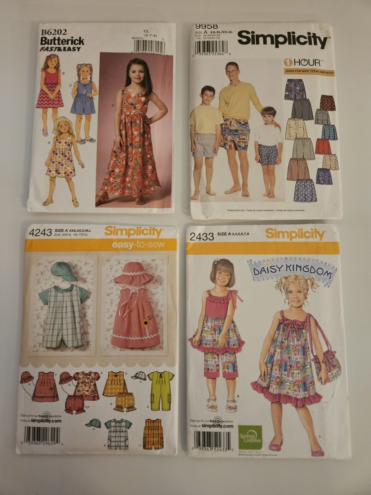 Lot of 4 Vintage Sewing Patterns – Butterick & Simplicity – Dresses, Shorts,...