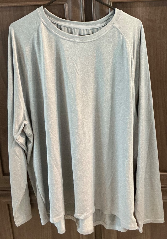 George Long Sleeve Crew Neck Solid Pullover T-Shirt Men's 3XL Grey
