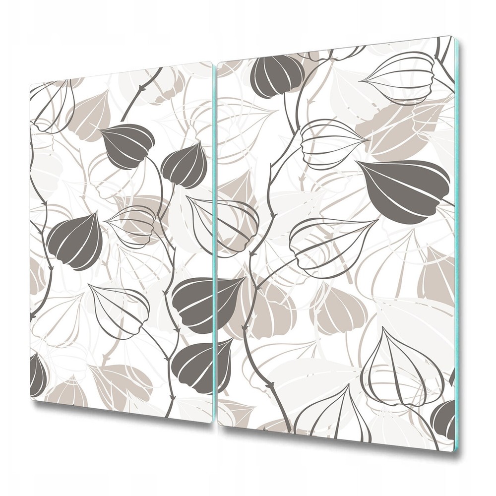 Tempered Glass Chopping Serving Board Branches physalis grey and white 2x30x52