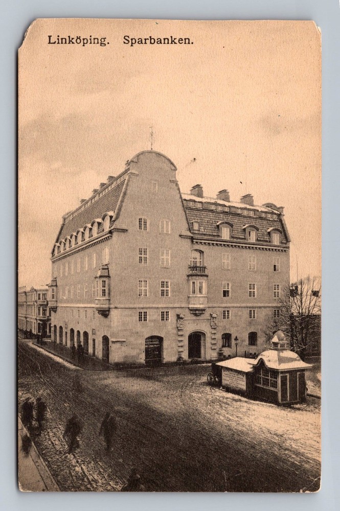 Sweden- Linkoping Savings Bank Building Old Postal PC Card View Vintage Postcard