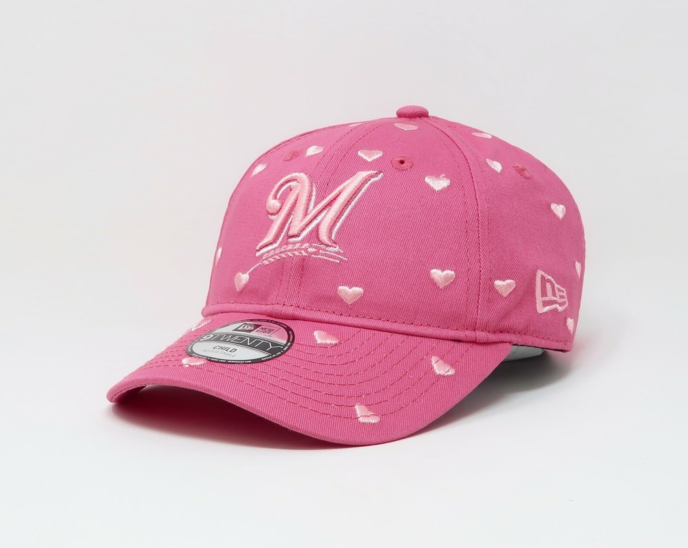 New Era 9Twenty Cap Milwaukee Brewers Lovely Pink Children Youth Adjustable Hat