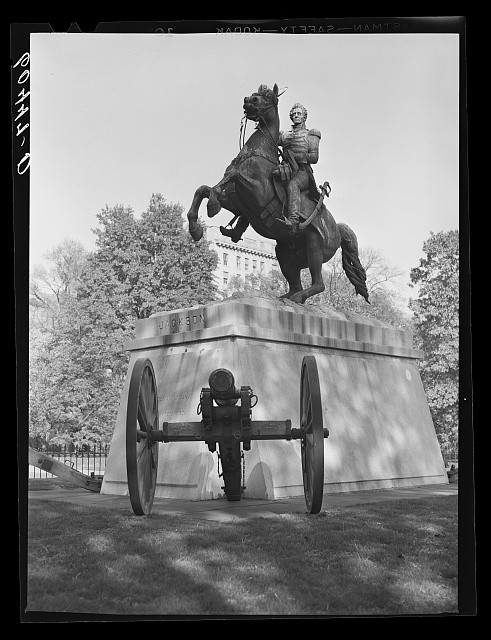 Photo:Washington DC Lafayette Square General Jackson Statue 1939 Cannon