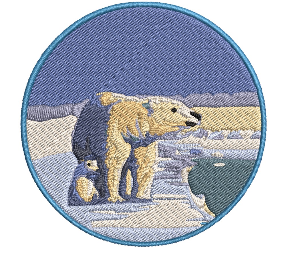 Polar Bear & Cub Patch Embroidered Iron-on Applique Wild Animals Travel Souvenir