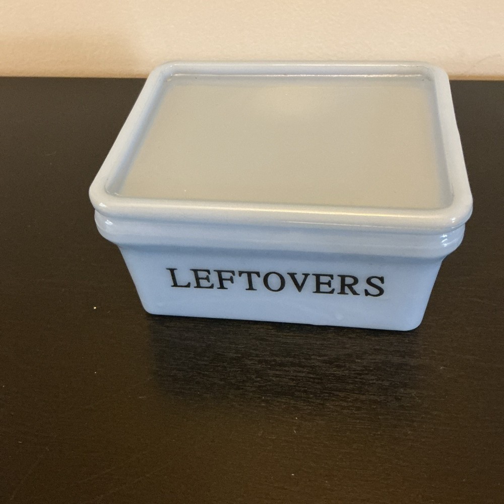 Depression Era Jeanette glass delphite blue Leftovers Refrigerator Box With Lid